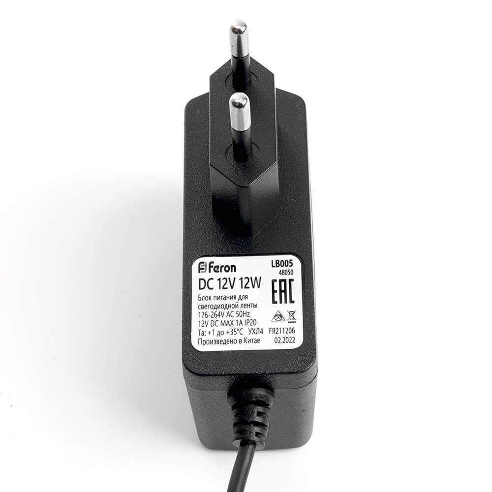 фото блок питания для светодиодной ленты feron lb005 12v 12w ip20 1a 48050 | 220svet.ru