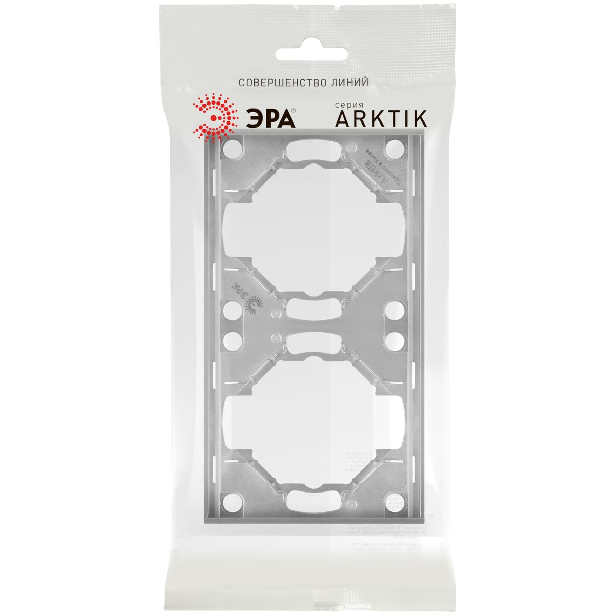 фото рамка для розеток и выключателей эра arktik 16-5002-03 на 2 поста алюминий б0070556 | 220svet.ru