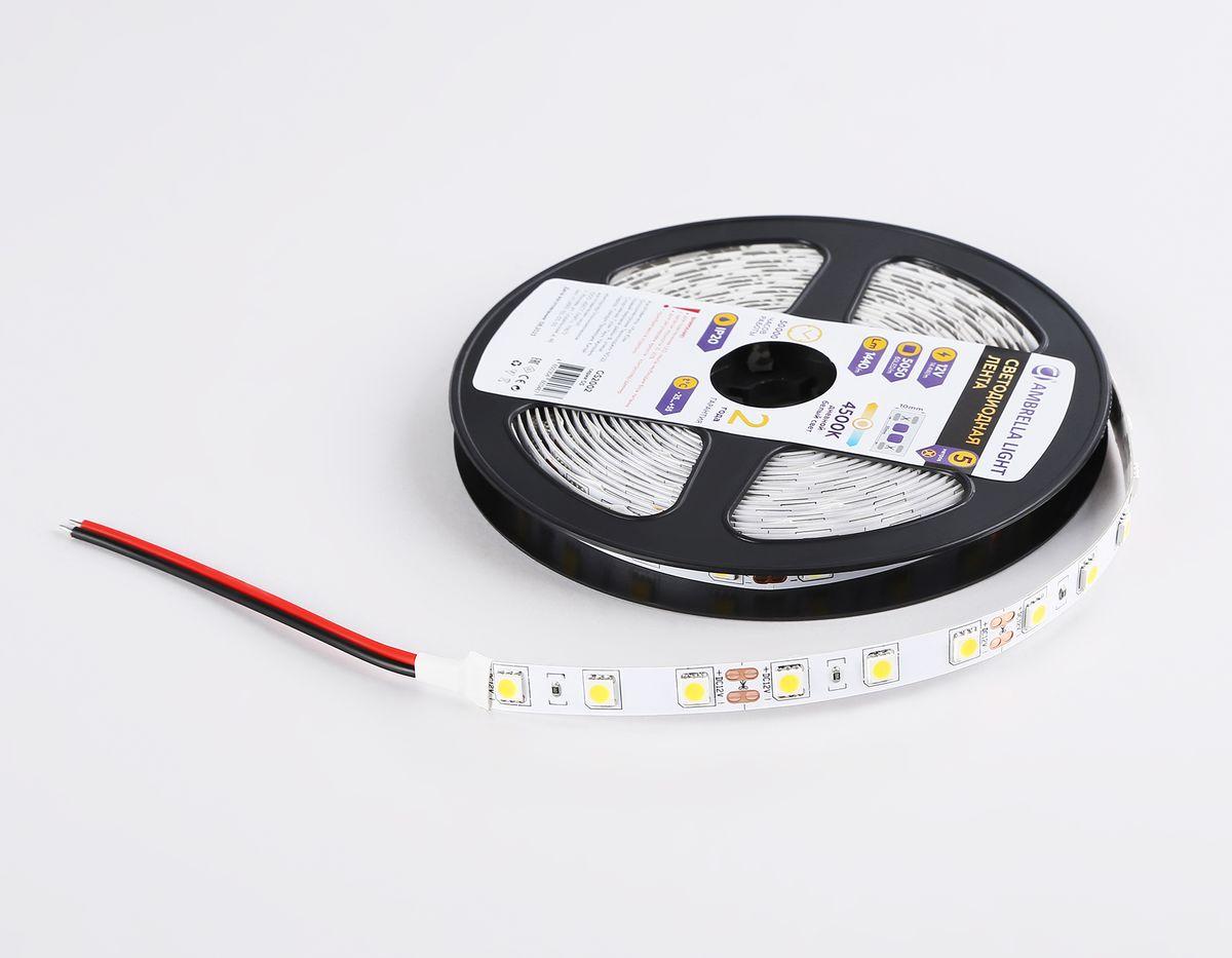 фото светодиодная лента дневной белый ambrella light 14,4w/m 60led/m 5050smd 4500к 5m gs2002 | 220svet.ru