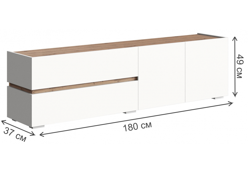 фото тв-тумба woodville атлон белый / дуб вотан 563521 | 220svet.ru