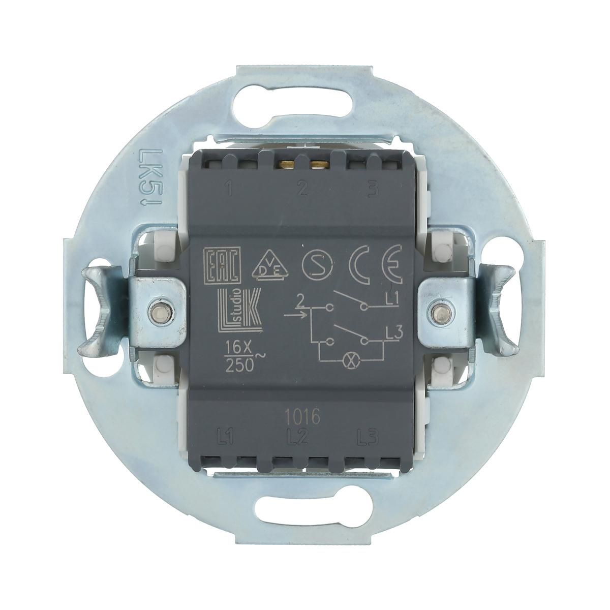 фото выключатель lk studio двухклавишный (схема 5l) с индикатором 16 a, 250 b (белый) vintage 881204-1 | 220svet.ru