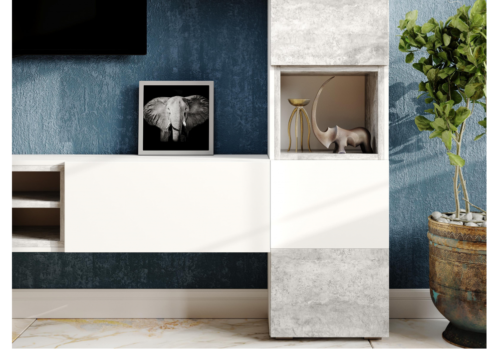 фото стеллаж woodville лонгфорд белый / бетон светлый 563527 | 220svet.ru