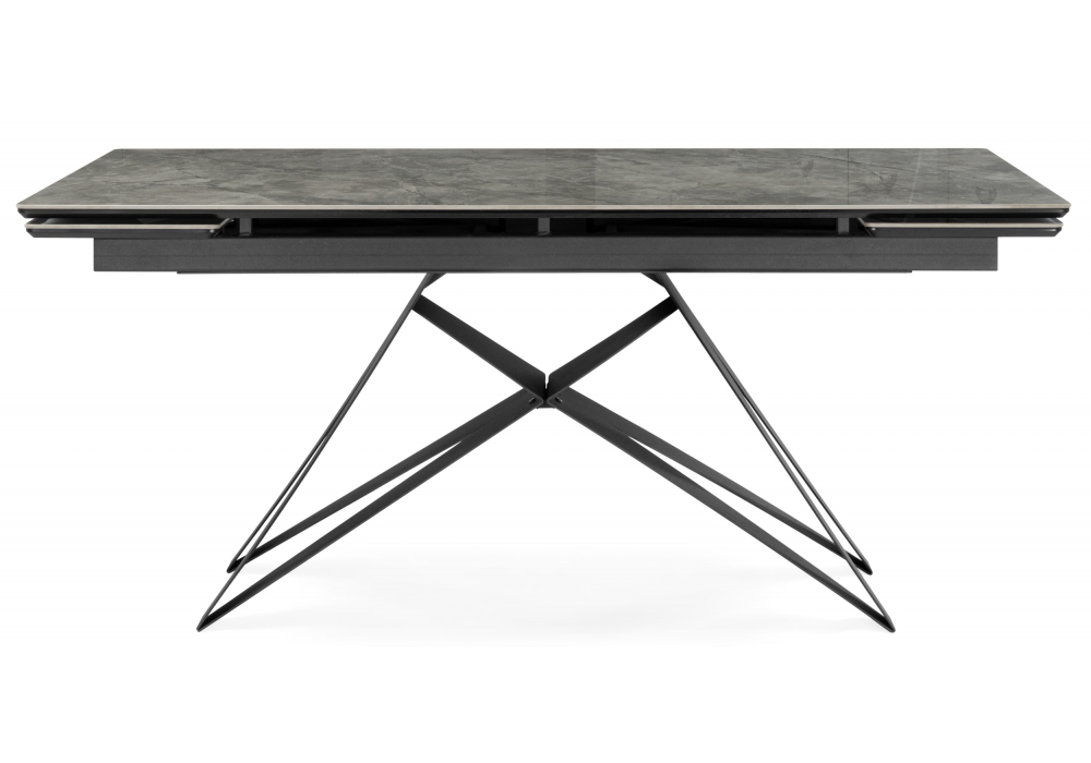 фото керамический стол раскладной 160(220)х89 woodville блэкберн серый мрамор baolai / черный 625941 | 220svet.ru