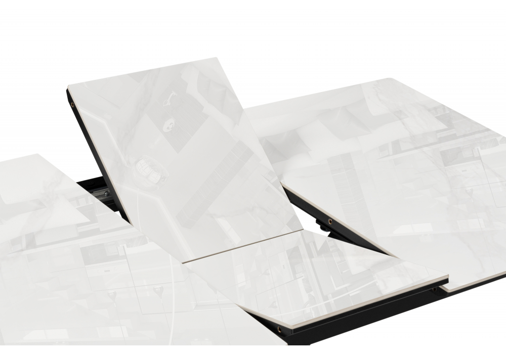 фото керамический стол раскладной 100(130)x70 woodville гардинг серый (yb9020022bg) / черный 631621 | 220svet.ru