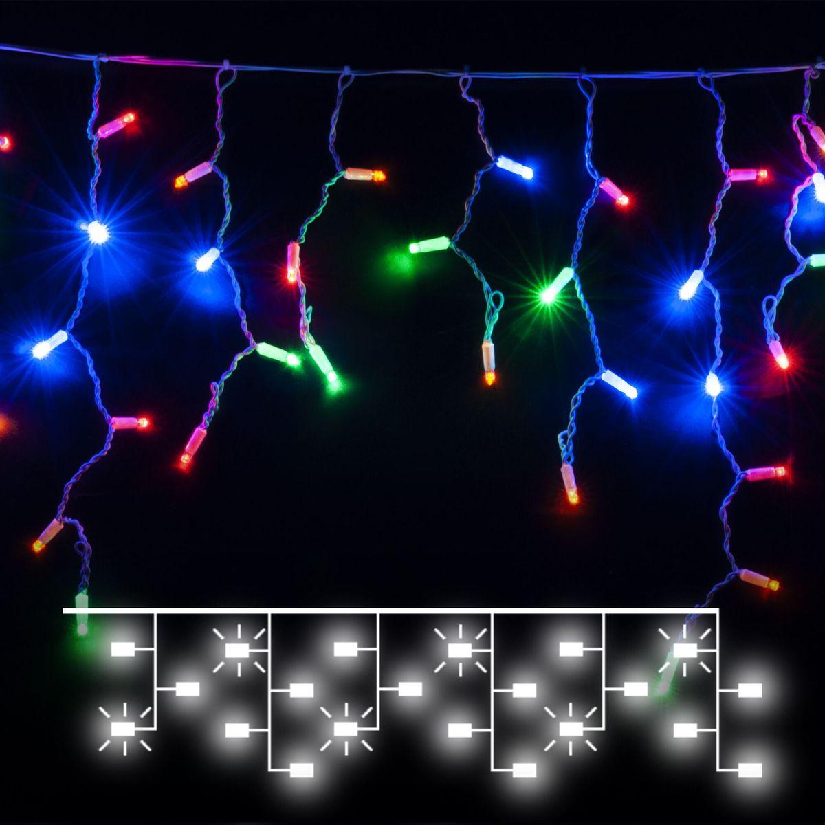 фото уличная светодиодная гирлянда eurosvet 230v 100-101 мульти с эффектом мерцания | 220svet.ru