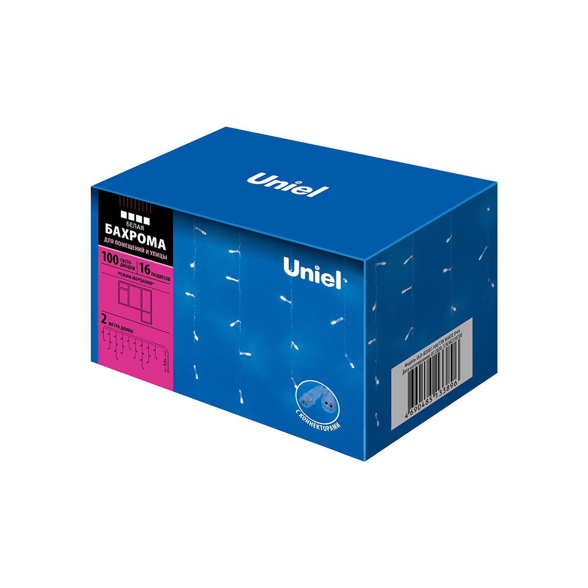 фото уличная светодиодная гирлянда uniel бахрома 220v белый uld-b2007-100/ttk white ip44 ul-00007209 | 220svet.ru