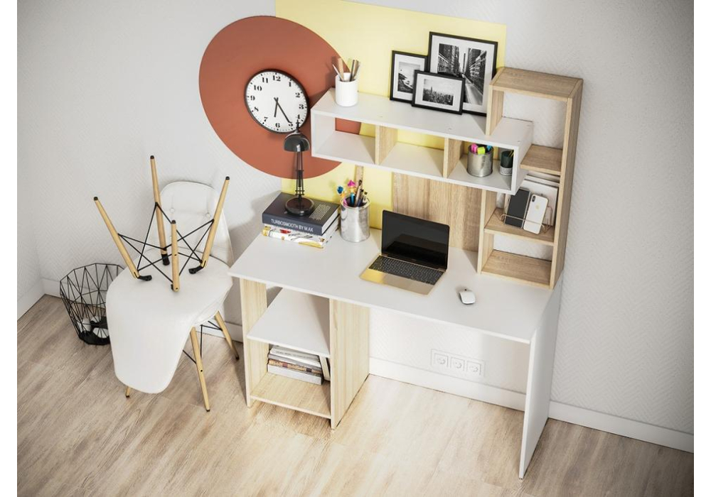 фото компьютерный стол woodville олимп дуб сонома / белый 508504 | 220svet.ru