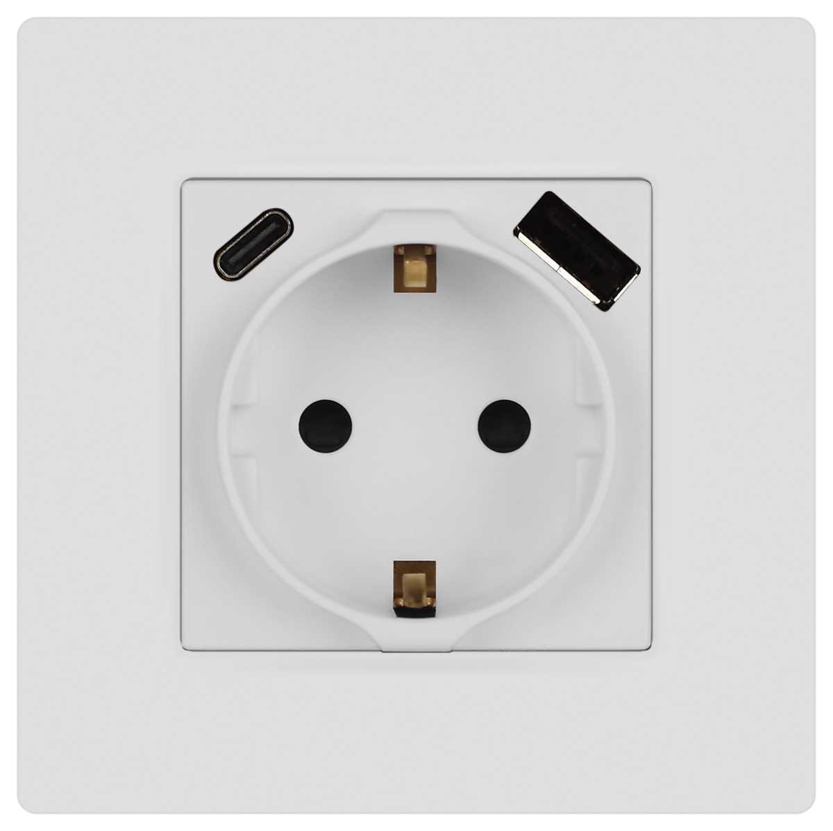 фото розетка эра серия 12 12-4108-01м 2p+e 16a-250в со шторками с usb type-a+c 5в-3а белый матовый б0067711 | 220svet.ru