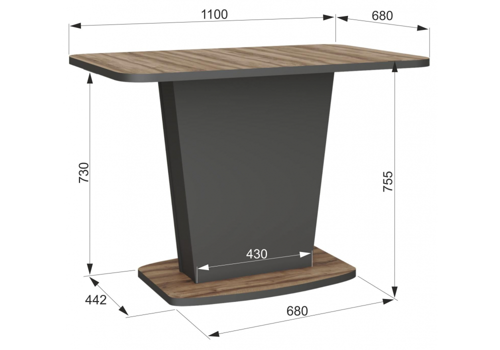 фото стол деревянный раскладной woodville комфорт авелано / графит 608570 | 220svet.ru