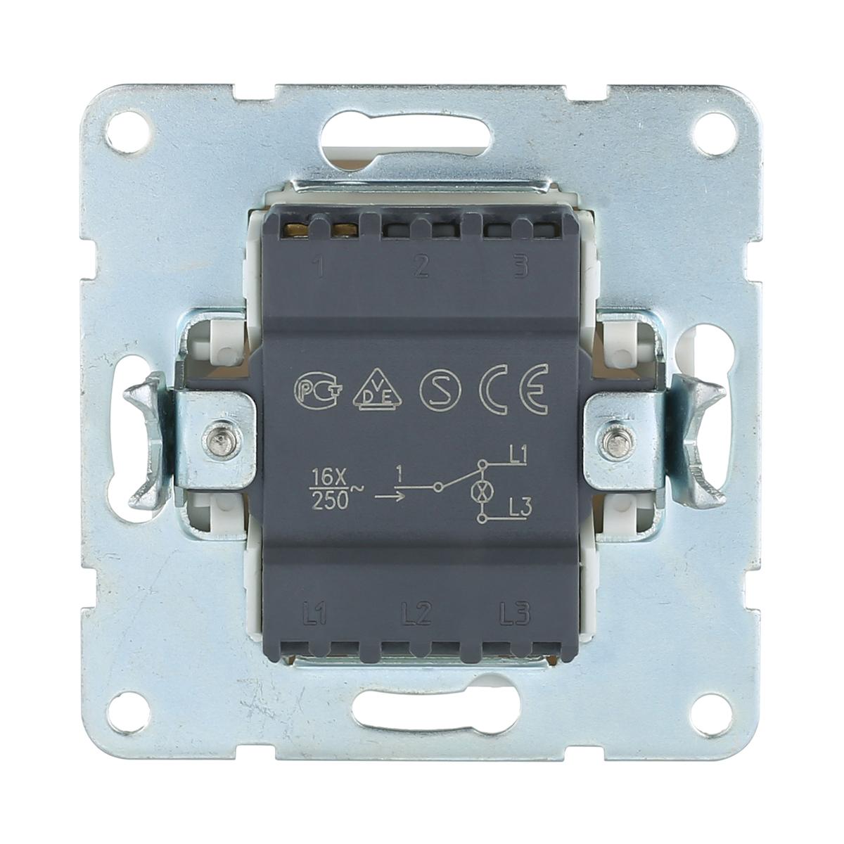 фото переключатель lk studio 1-кл., на 2 направления, c индикатором (схема 6l) 16 a, 250 b (серебристый металлик) lk60 860403-1 | 220svet.ru