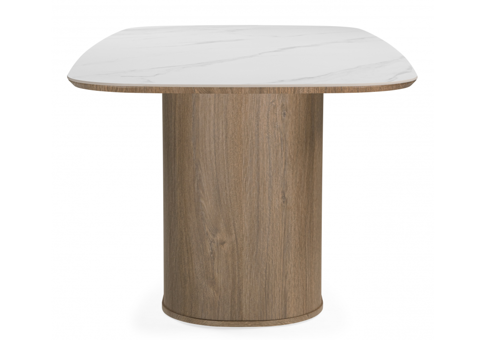 фото керамический стол woodville эллипсо 200х90 snow white / дуб американский 664910 | 220svet.ru