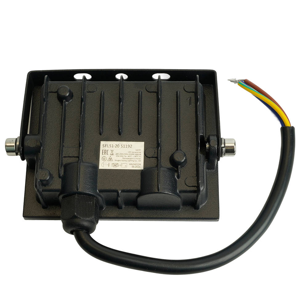 фото светодиодный прожектор saffit sfl51-20 ip65 20w 6500k черный 51192 | 220svet.ru