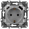 Миниатюра фото розетка эра elegance 14-4108-03 2p+e 16a-250в со шторками с usb type-a+c 5в-3а алюминий б0067741 | 220svet.ru